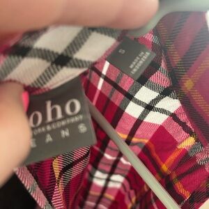 New York & Company Plaid Blouse - Red and Black